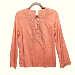 Old Navy Perfect Fit Cotton Pullover Pink Shirt‎ Silver Sparkle Small